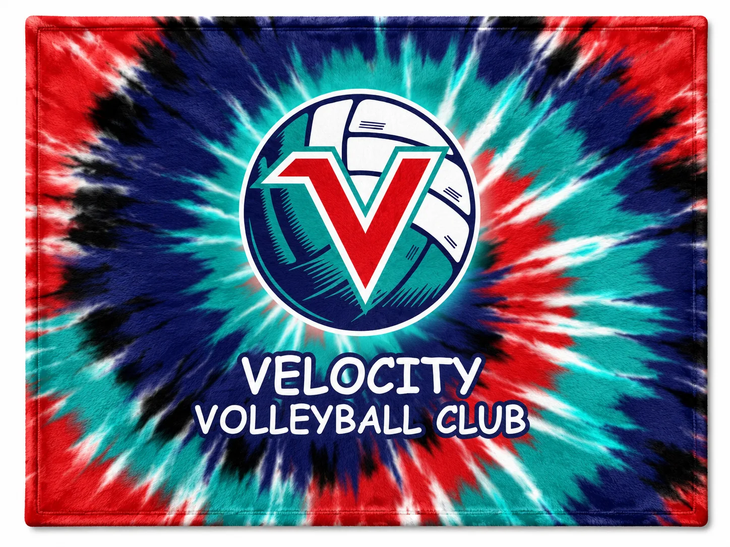 Velocity Volleyball Club tie-dye custom blanket